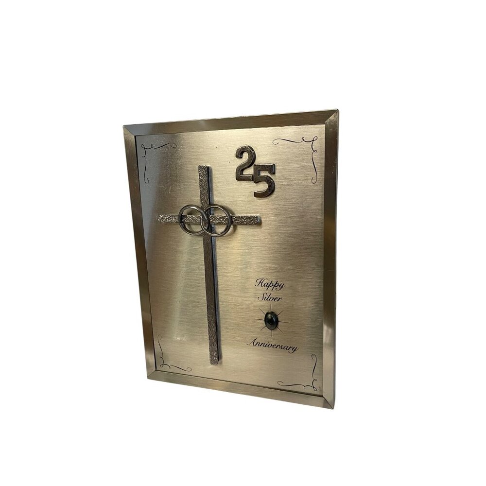 Furtado 25th Happy Silver Anniversary Musical Frame With Cross Giveaways Gray Me - Picture 3 of 16